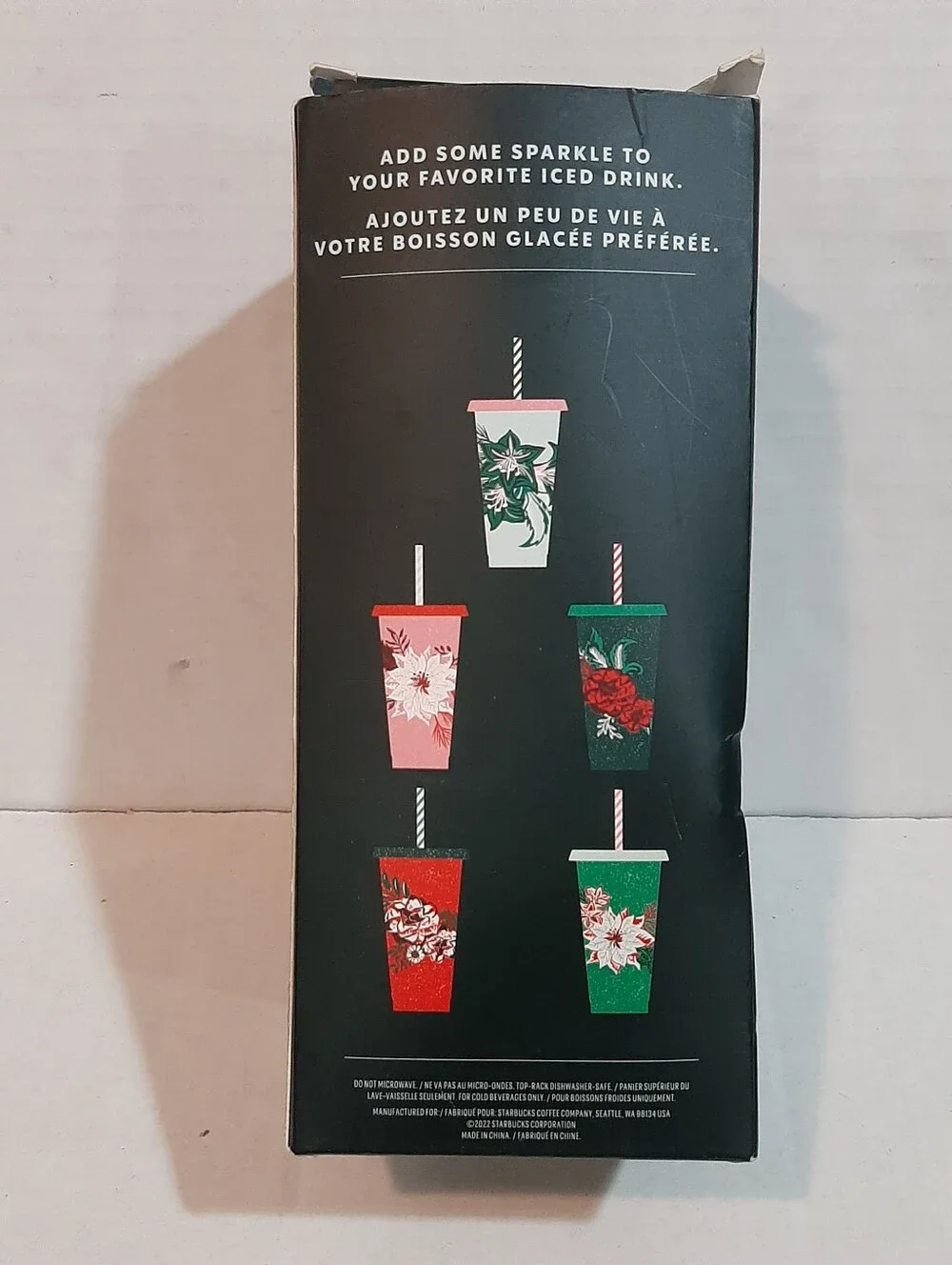 Set of 5 Starbucks 2022 Holiday Collection reusable cold cups w/ lids and straws